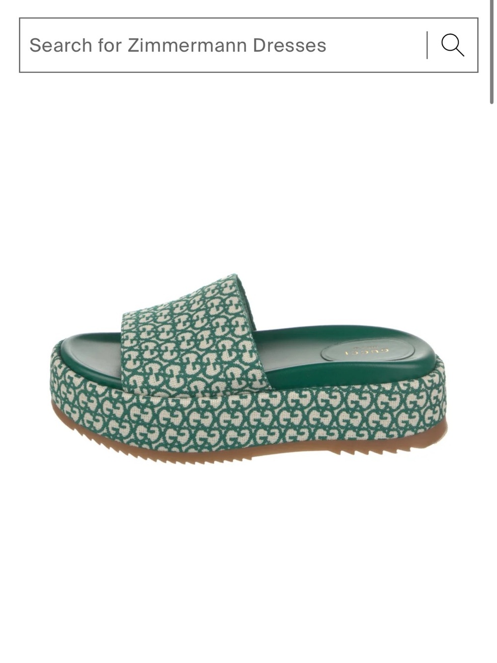 Gucci Green Jacquard Platform Slide Mule - Picture 1 of 3